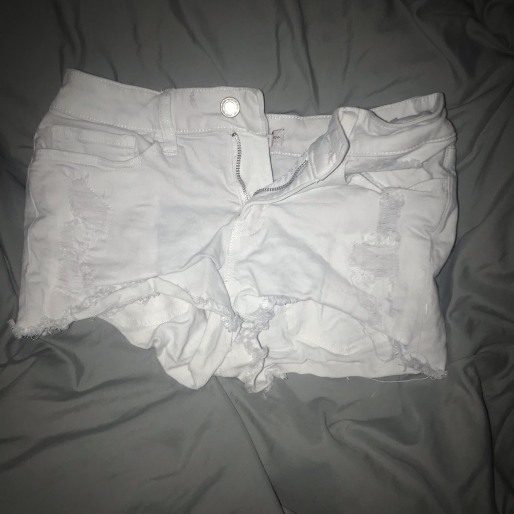 White jean shorts